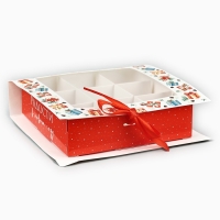 Коробка под 9 конфет с ячейками &laquo;Новогодние подарки&raquo; 14.8 х 13.5 х 3.5 см, Новый год