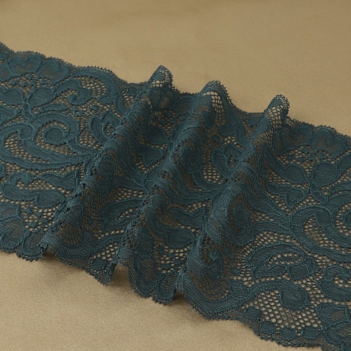 Кружевная эластичная ткань, 175 мм &times; 2,7 &plusmn; 0,5 м, цвет изумрудный