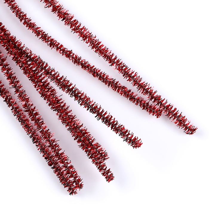 Проволока с ворсом для поделок &laquo;Блеск&raquo;, набор 50 шт, размер 1 шт: 30&times;0,6 см, цвет красный