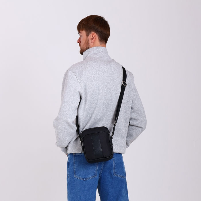 Сумка мужская через плечо TEXTURA, искусственная кожа, цвет чёрный Сумка мужская через плечо TEXTURA, искусственная кожа, цвет чёрный