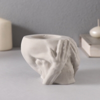 Подсвечник "Череп Прятки" 7*10см т.серый