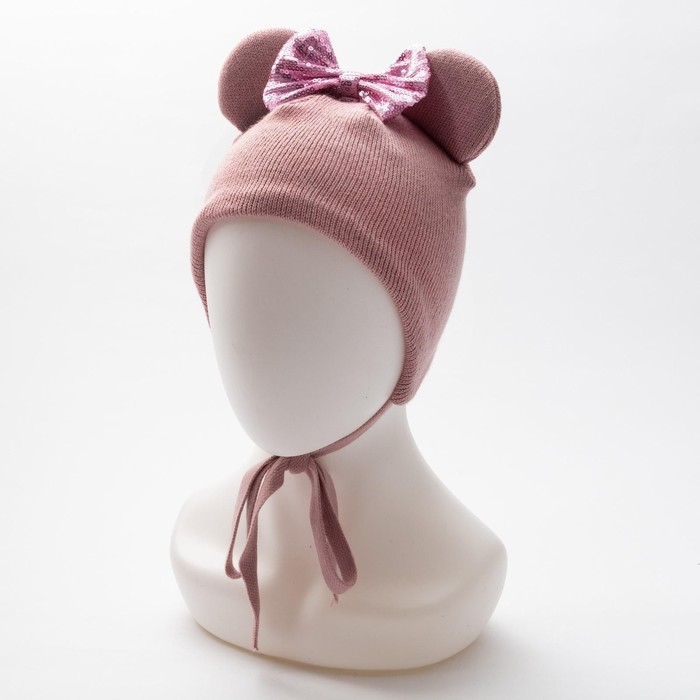 Шапка для девочки, цвет пудра, размер 42-46 Шапка для девочки, цвет пудра, размер 42-46