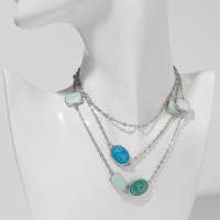 Бусы &laquo;Бирюзовый мир&raquo; надежда, цвет зелено-голубой в сереб, 45см