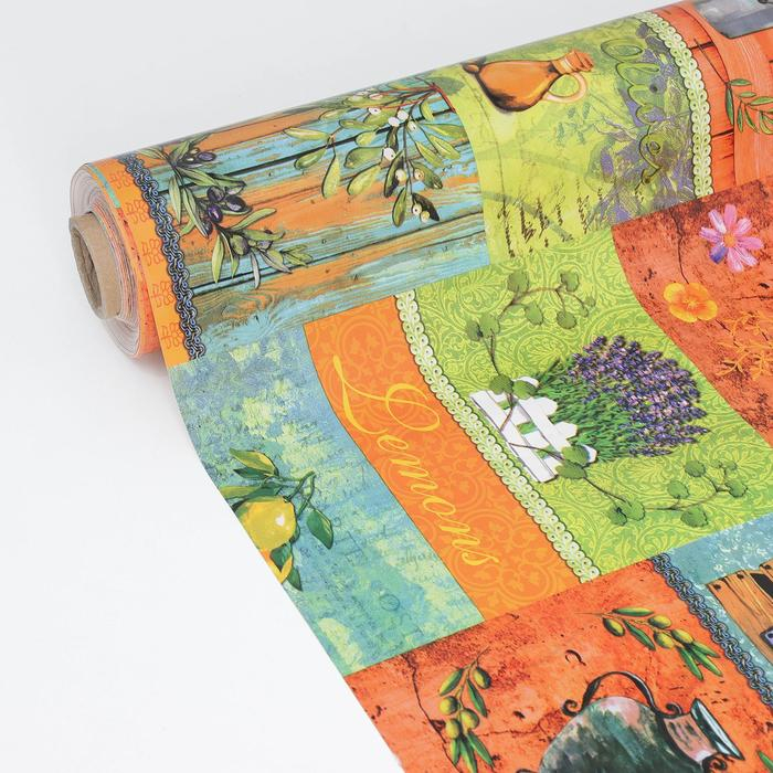 Клеёнка на стол Доляна &laquo;Прованс&raquo;, на тканевой основе, рулон 20 метров, ширина 137 см, общая толщина 0,22 мм