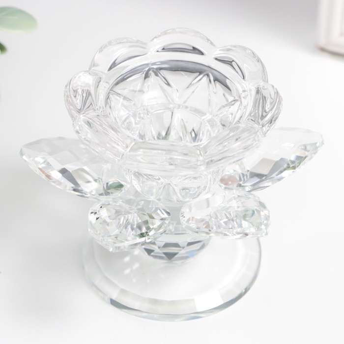 Подсвечник стекло на1 свечу "Цветок" d=2,5 и 4,5 см 10х10х7 см