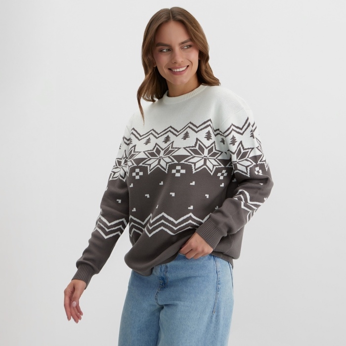 Новый год. Джемпер вязаный KAFTAN Scandinavia размер 56, серый Новый год. Джемпер вязаный KAFTAN Scandinavia размер 56, серый