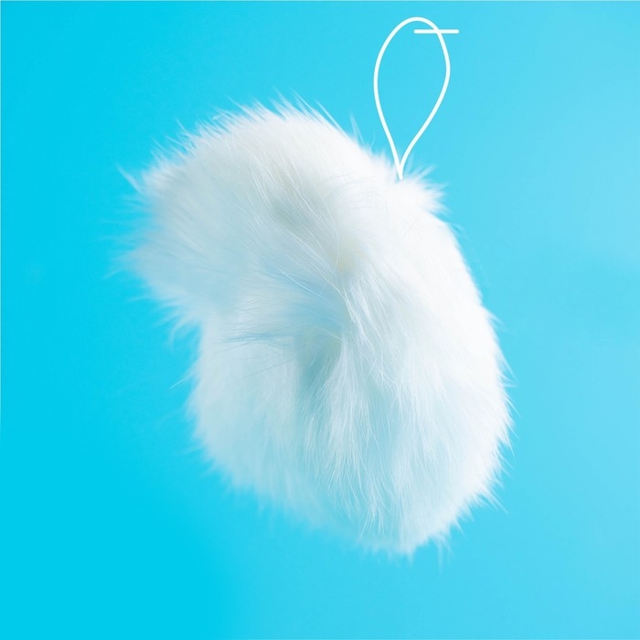 Помпон из натурального меха зайца, размер 1 шт: 9 см, цвет белый
