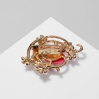 Брошь &laquo;Цветочная&raquo; арфа, цвет розовый в золоте