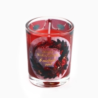 Новогодняя свеча с калькой &laquo;Новый год: Добро пожаловать&raquo;, аромат вишня,5х6х5 см