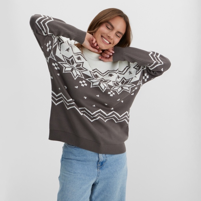 Новый год. Джемпер вязаный KAFTAN Scandinavia размер 56, серый Новый год. Джемпер вязаный KAFTAN Scandinavia размер 56, серый