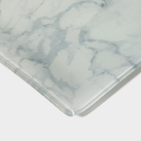 Набор для суши из стекла Доляна &laquo;Марбл белый&raquo;, 3 предмета: соусники 8&times;2 см, 8&times;6 см, подставка 25&times;15&times;2 см