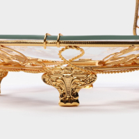 Фруктовница металлическая &laquo;Хайгарден&raquo;, 21,5&times;21,5&times;20,5 см, съёмная ручка, цвет металла золотой