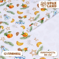 Новый год. Бумага упаковочная глянцевая "Новогоднее настроение", 70 х 100 см,1 лист