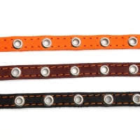 Ошейник кожаный однослойный с рифлеными люверсами, 35х1,2 см, ОШ 10-28 см, безразмерный, микс цветов Ошейник кожаный однослойный с рифлеными люверсами, 35х1,2 см, ОШ 10-28 см, безразмерный, микс цветов