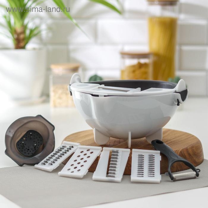 Многофункциональная овощерезка &laquo;Маджестик&raquo;, со сливной корзиной, 22,3&times;13,5&times;22,5 см, цвет бело-серый