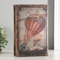 Сейф-книга дерево, кожзам, зеркало "Полёт на воздушном шаре" 24х16х5 см