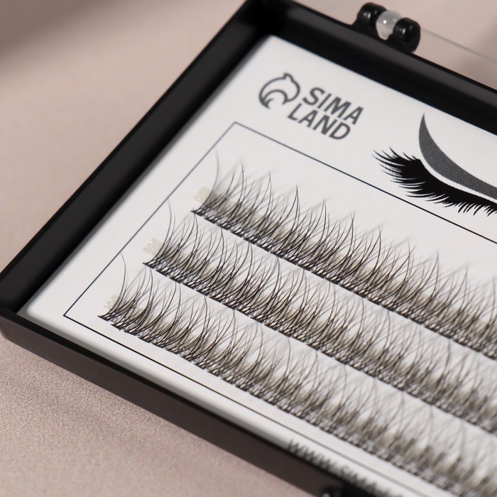 Набор накладных ресниц &laquo;Ласточкин хвост&raquo;, пучки, 10 мм, толщина 0,07 мм, изгиб С, 12 D