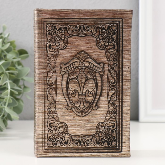 Сейф-книга дерево кожзам "Щит с геральдической лилией" тиснение, под металл 17х11х5 см