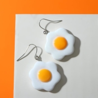 Серьги пластик &laquo;Вкусности&raquo; глазунья, цвет бело-оранжевый
