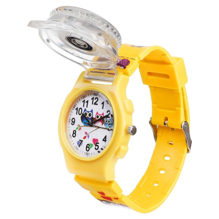 Часы наручные детские, Часы наручные детские, "Птички", d-3,5 см, ремешок силикон l-21,5 см