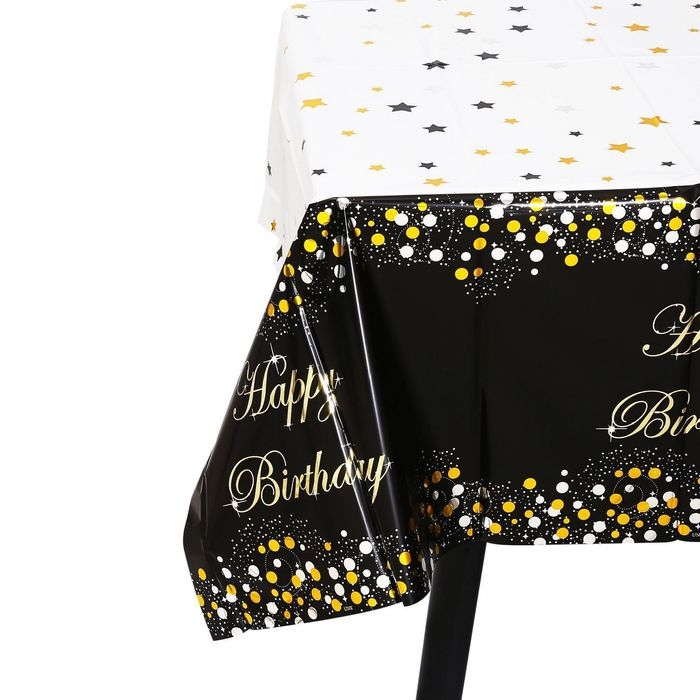 Скатерть &laquo;С днём рождения&raquo;, 137 &times; 183 см, цвет чёрный