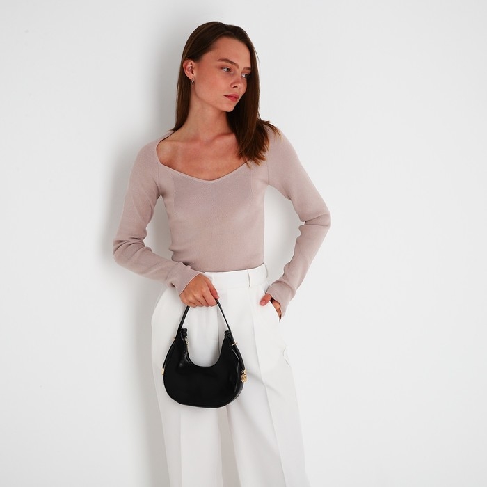 Сумка-багет на молнии, цвет чёрный