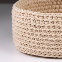 Набор вязанных корзин, 3 шт, полиэфирное волокно, бежевый Набор вязанных корзин, 3 шт, полиэфирное волокно, бежевый