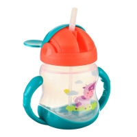 Поильник детский с силиконовой трубочкой, 250 мл., с ручками, цвет МИКС Поильник детский с силиконовой трубочкой, 250 мл., с ручками, цвет МИКС
