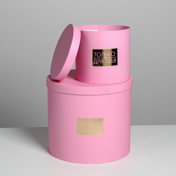 Набор шляпных коробок для цветов 5 в 1, упаковка подарочная, &laquo;Нежность&raquo;, 14 х 13 см - 22 х 19,5 см