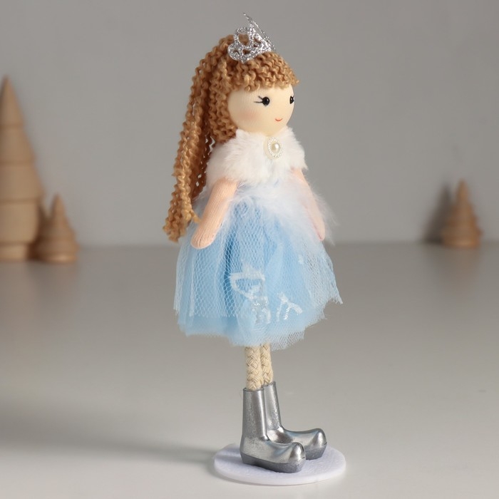 Кукла интерьерная Кукла интерьерная "Принцесса в синем платье с белым воротничком" 5,5х6,5х18 см