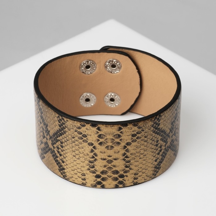 Браслет кожа &laquo;Сафари&raquo; питон, широкий, цвет чёрно-золотой, 23,5 см