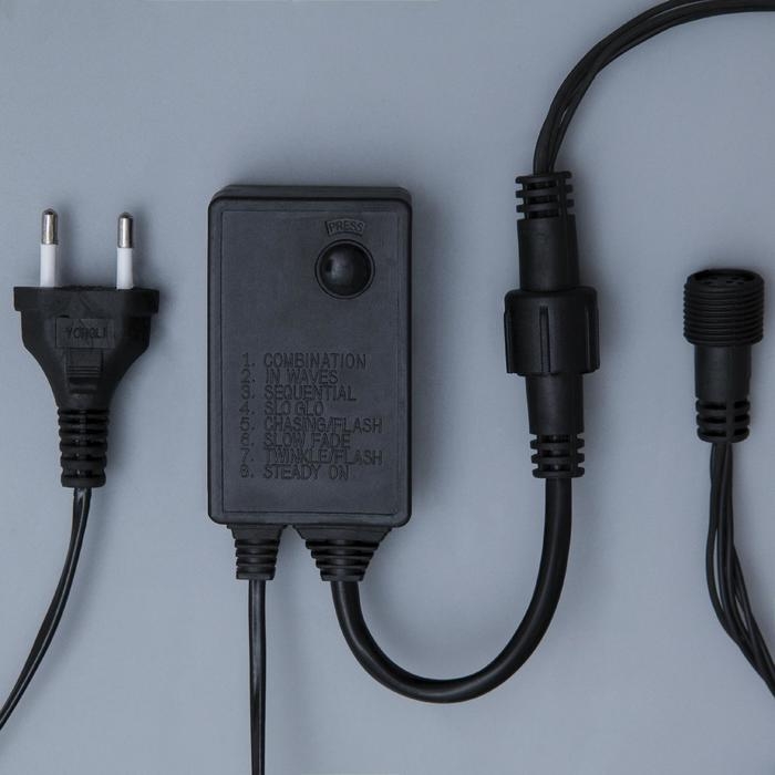 Гирлянда &laquo;Водопад&raquo; 2 &times; 1.5 м, IP44, УМС, тёмная нить, 400 LED, свечение белое, 8 режимов, 220 В