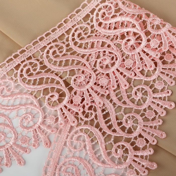 Кружево гипюровое, 94 мм &times; 11 &plusmn; 1 м, цвет нежно-розовый