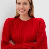 Джемпер вязаный женский MINAKU:Knitwear collection цвет красный, размер 46-48 Джемпер вязаный женский MINAKU:Knitwear collection цвет красный, размер 46-48