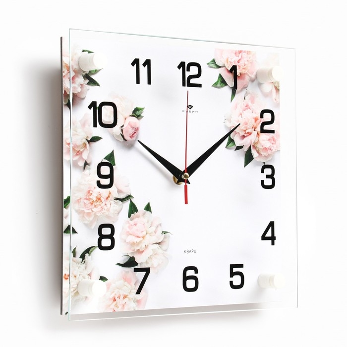 Часы настенные, интерьерные "Цветы", бесшумные, 25 х 25 см