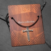 Кулон унисекс &laquo;Меч&raquo; резной, цвет чернёное серебро на чёрном шнурке, 41 см