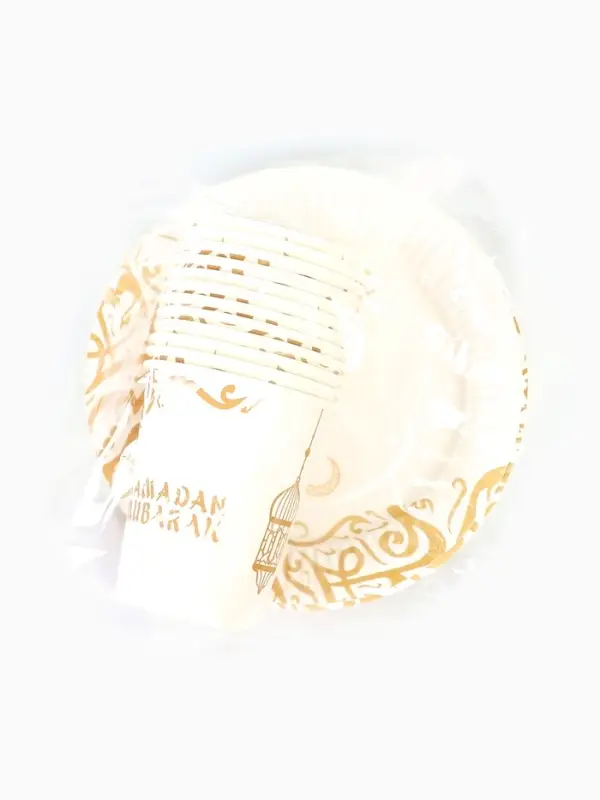 МП Набор бумжаной посуды &laquo;Ramadan Mubarak&raquo;, белый, 12 персон
