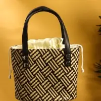 Сумка плетёная из пандана, 22&times;14&times;35 см, бежево-коричневая