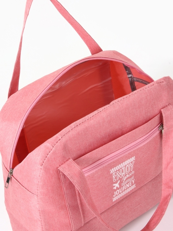 Сумка дорожная на молнии, розовая