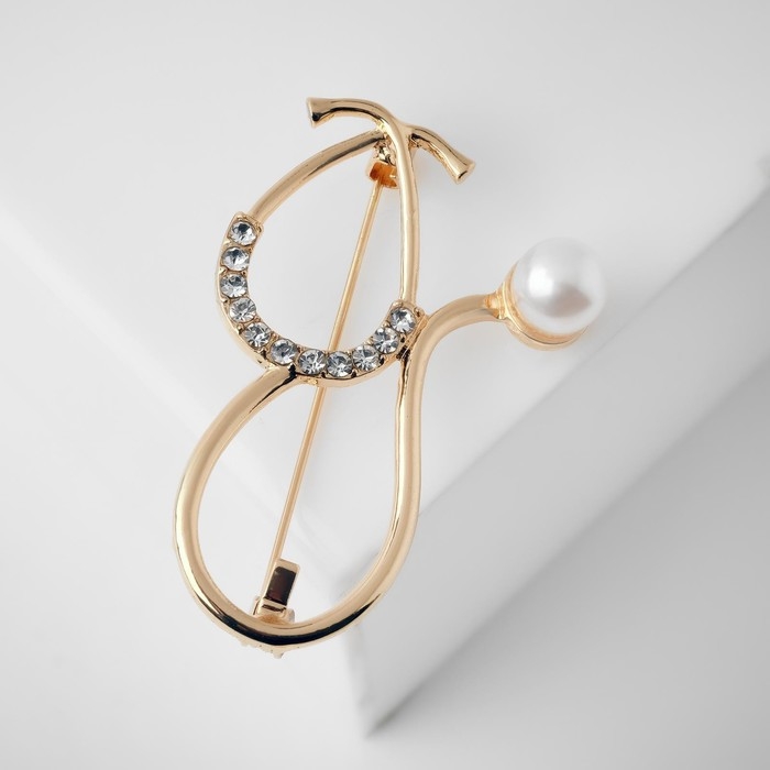 Брошь &laquo;Стетоскоп&raquo;, цвет белый в золоте