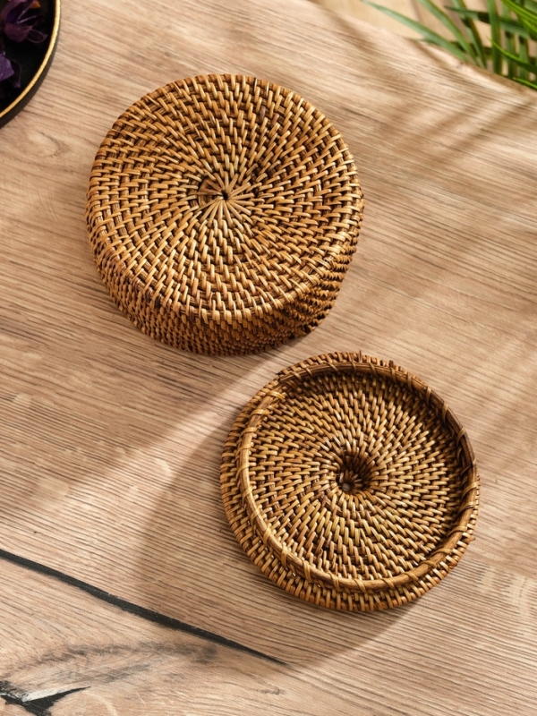 Корзинка плетеная ротанг, 12х12х8 см Корзинка плетеная ротанг, 12х12х8 см