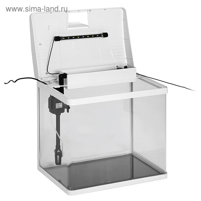Аквариум SeaStar LS-500F в комплекте: LED-лампа двухцветная, фильтр, 56 л, белый