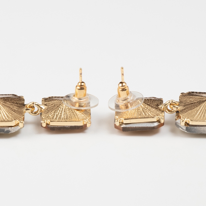 Серьги со стразами &laquo;Иллюзион&raquo; полутона квадраты, цвет золотой