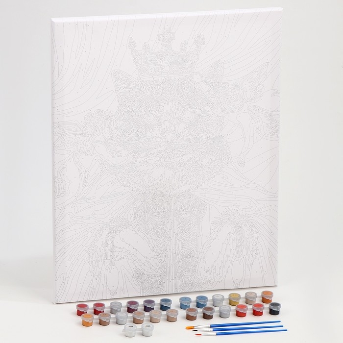 Картина по номерам на холсте с подрамником "Кот с ангелами" 40*50 см