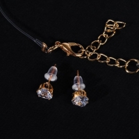 Гарнитур 2 предмета: серьги, кулон &laquo;На леске&raquo; сердечко, цвет белый в золоте, 30 см