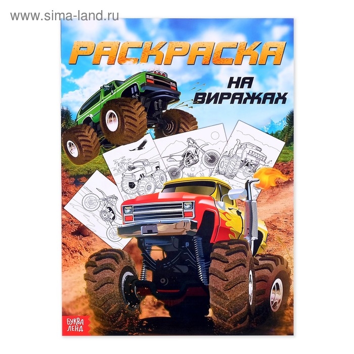 Раскраска для мальчиков &laquo;На виражах&raquo;, 16 стр., А4