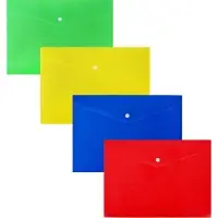 Папка-конверт на кнопке, А4, 180 мкм, "Цветной", МИКС