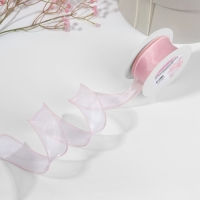 Лента капроновая &laquo;Волна&raquo;, с блеском, 40 мм, 10 &plusmn; 1 м, цвет светло-розовый №36