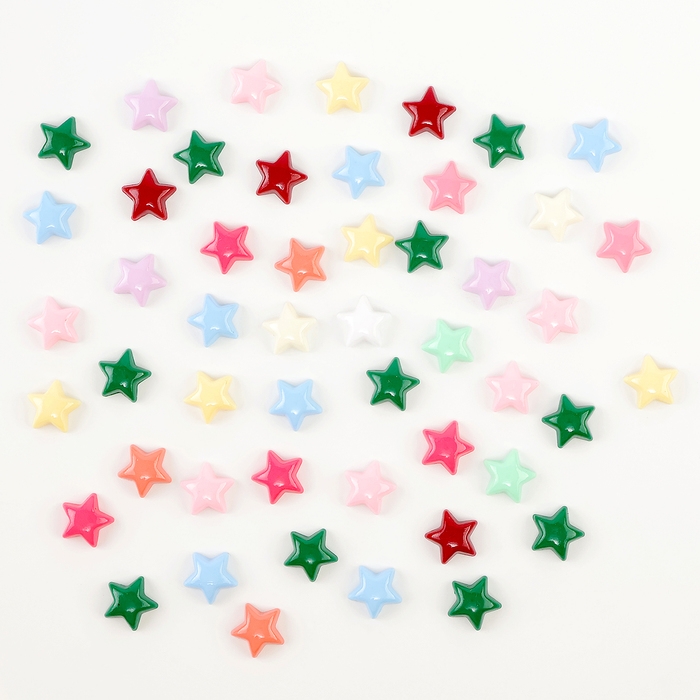 Кабошон «Звездочка», набор 50 шт., размер 1 шт. — 1,5 × 1,5 × 0,2 см, цвет МИКС Кабошон «Звездочка», набор 50 шт., размер 1 шт. — 1,5 × 1,5 × 0,2 см, цвет МИКС