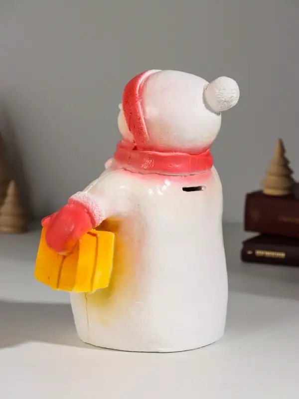 Фигура "Снеговик с подарком" 19 см, красный